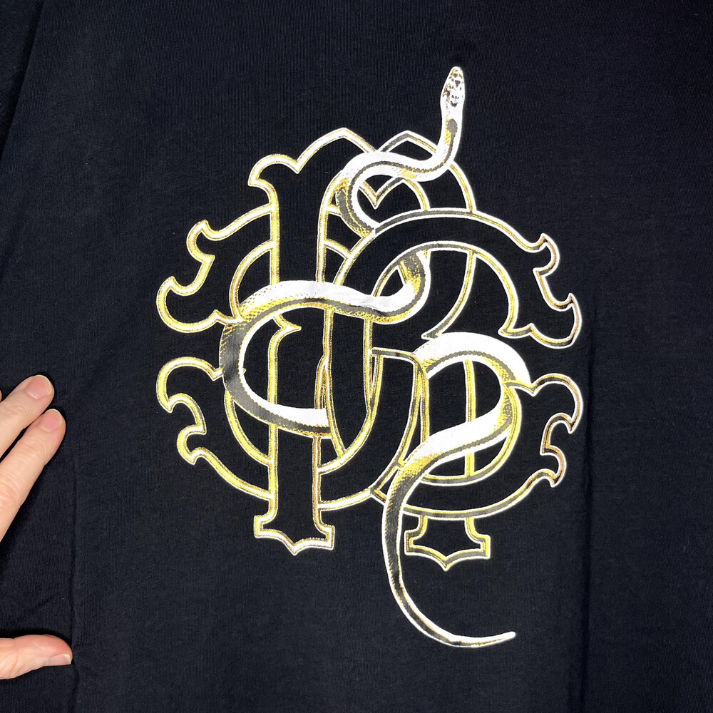 Roberto Cavalli Mens Shirt XL Black Cotton Crew Short Sleeve Snake Graphic Print - Picture 5 of 16